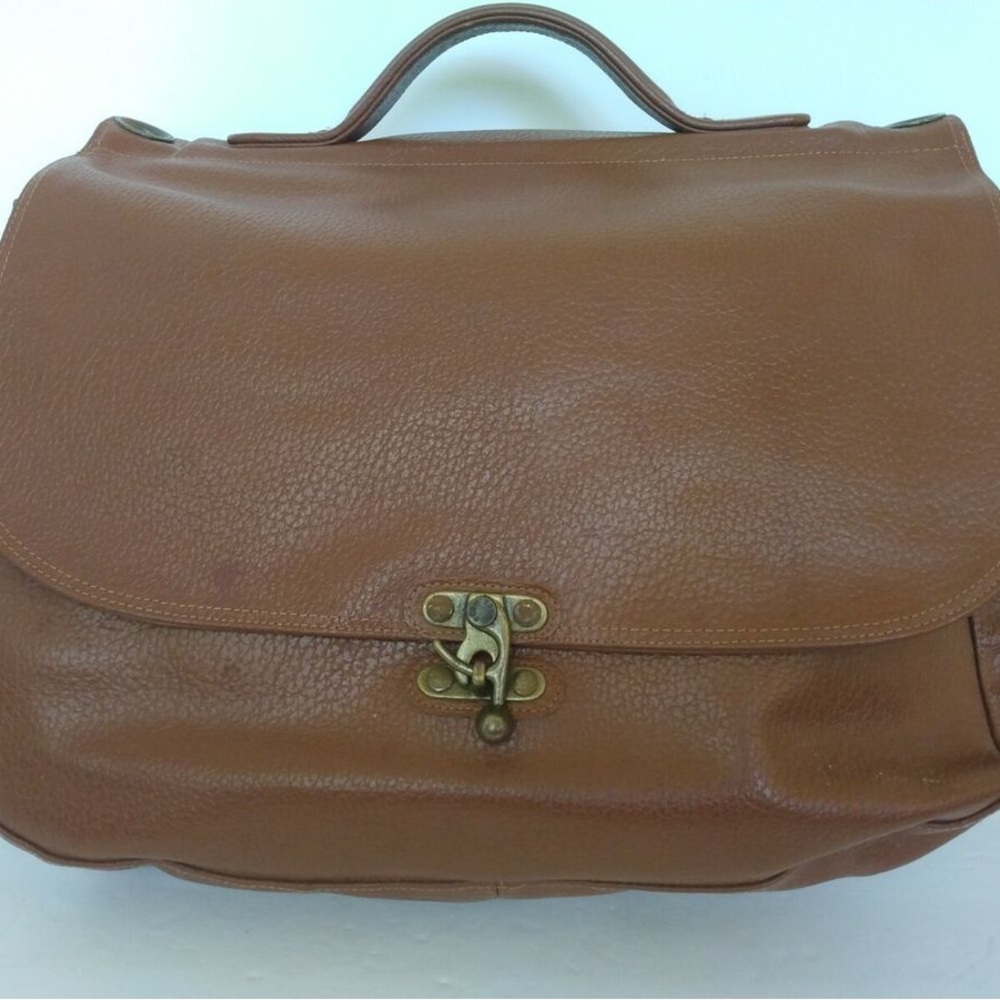 Mens Vintage Brown Leather Messenger Bag, Attache, Briefcase, Legal Doc Holder